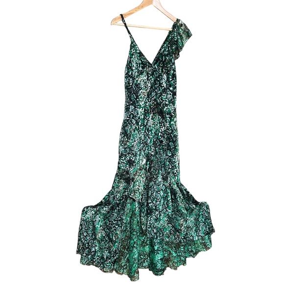 Alice + Olivia Emerald Green Shanel Animal Print Maxi Dress Sz 0 - Picture 3 of 8